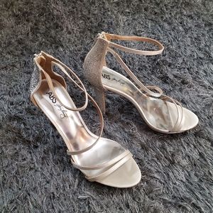 Macy's ABS Allen Schwartz white rhinestone heels